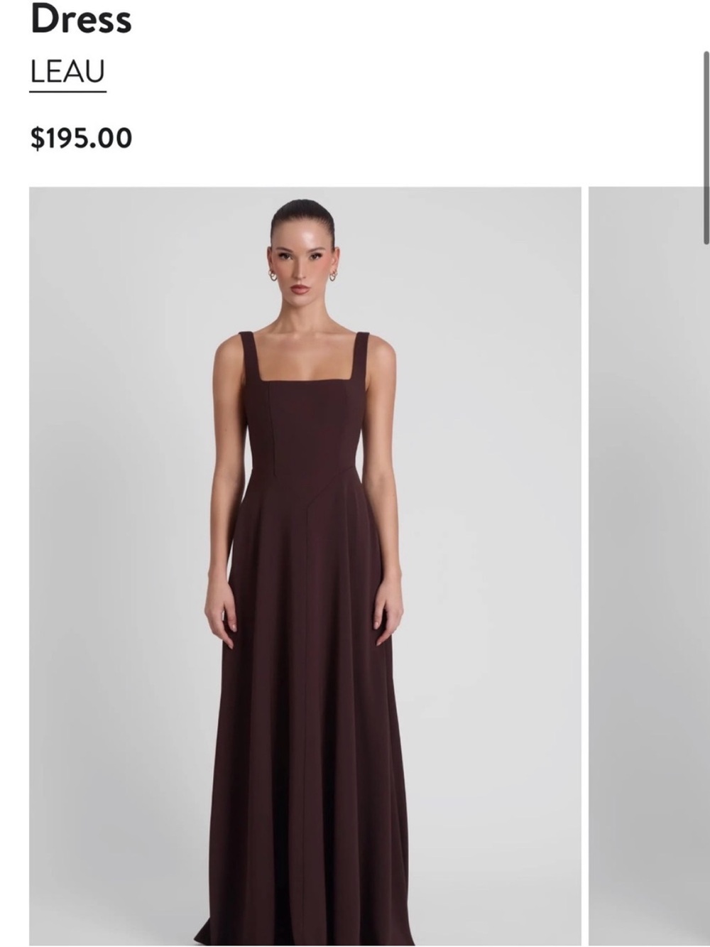 Square-Neck Brown Maxi Dress with Wide Straps - Picture 3 of 8